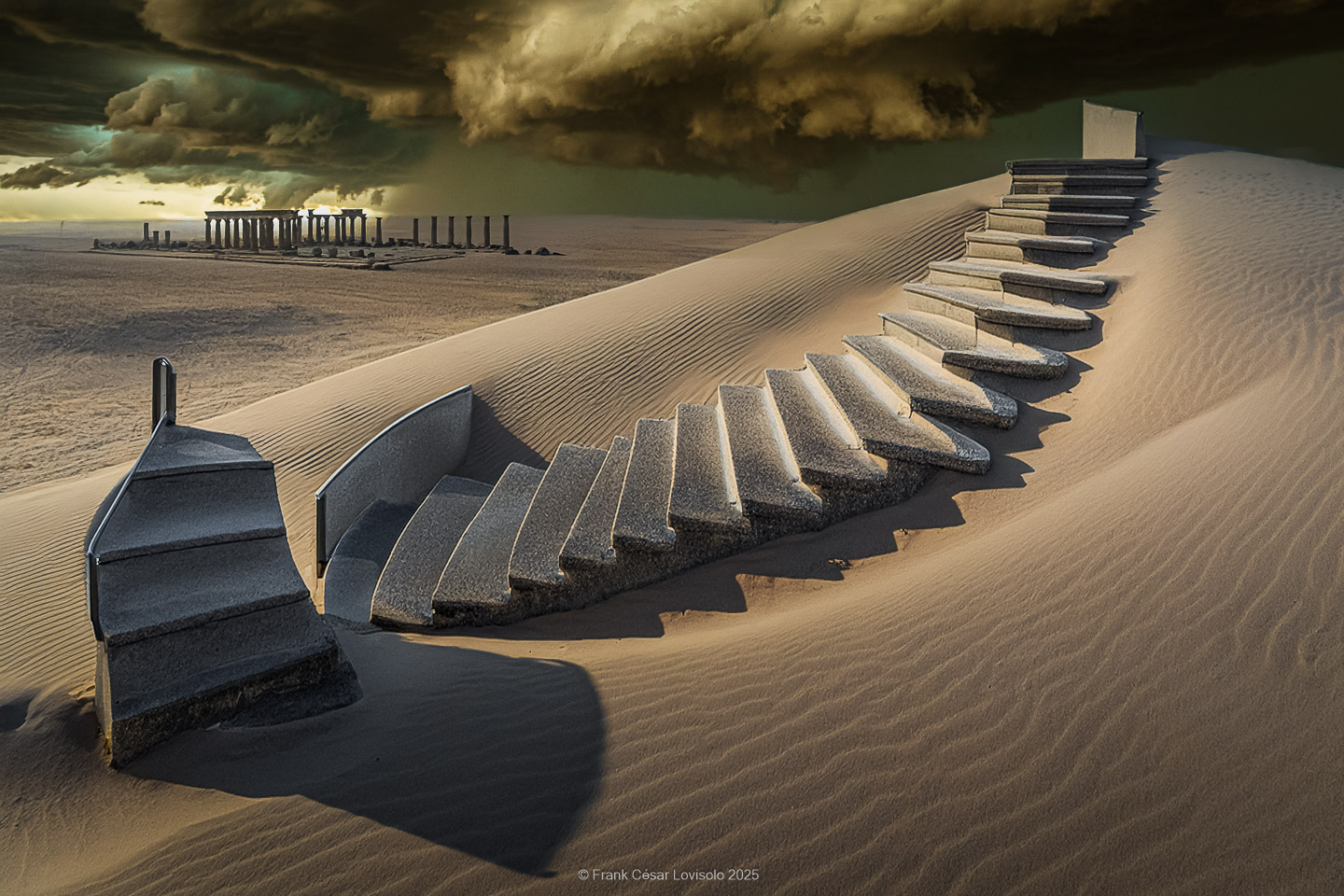 Stairway to reach a stele where nothing is written.