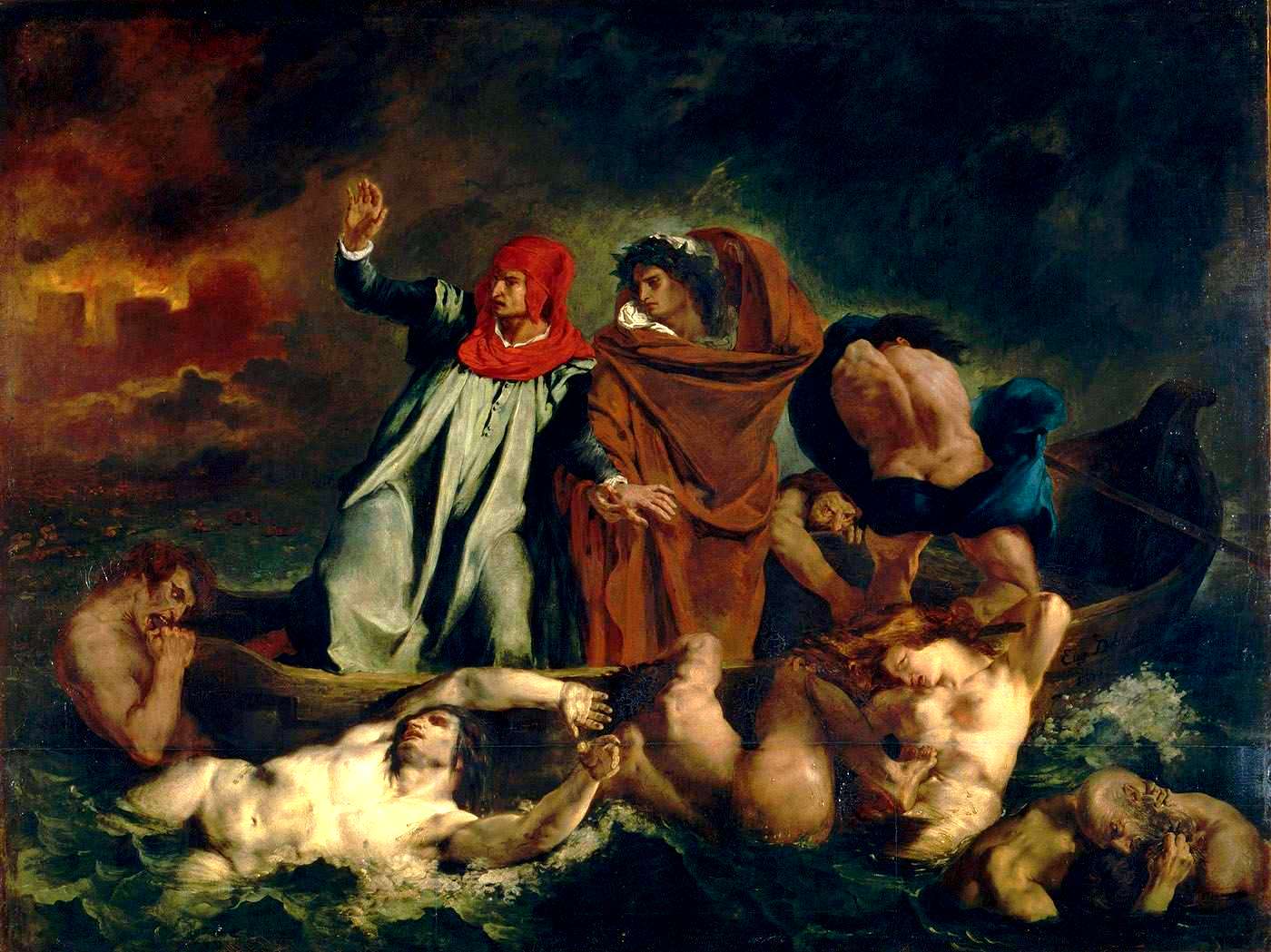 Eugène_Ferdinand_Victor_Delacroix-La Barque de Dante - Don Juan aux enfers - Lovisolo -  Charles Baudelaire - les fleurs du mal