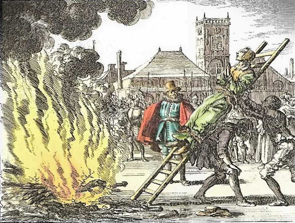 Anneken Hendriks conduite au bûcher - Amsterdam - 1571 - gravure de Jan Luyken