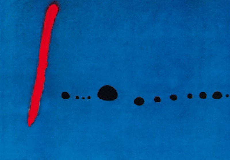 Joan Miro, Bleu 2, 4 mars 1961, huile sur toile, 270 x 355, Centre Pompidou-Musée national d'art moderne 