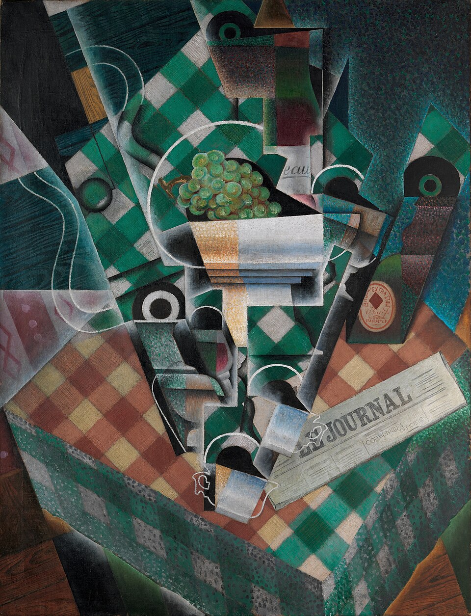Juan Gris, Nature morte à la nappe à carreaux (Still Life with Checkered Tablecloth), 1915, huile sur toile (116,5 × 89,3 cm), Metropolitan Museum of Art (le Met), New York.