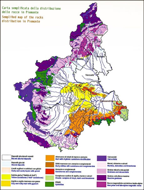 Le Piémont : Carte géologique simplifiée